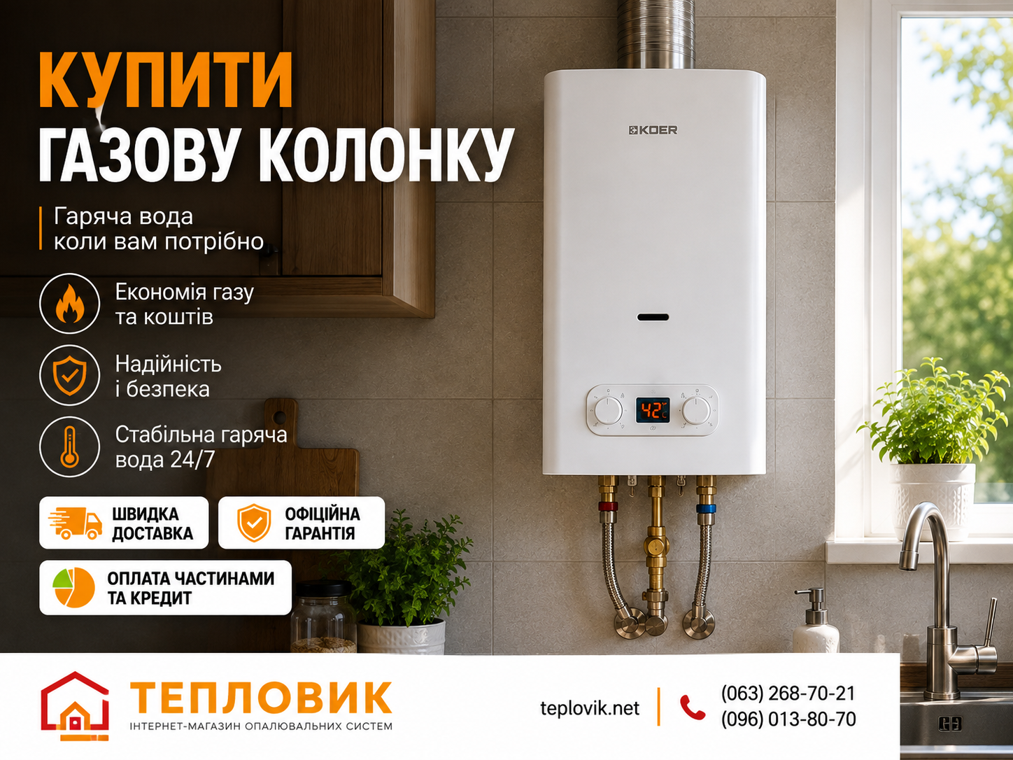 Купити газову колонку для гарячого водопостачання квартири та приватного будинку